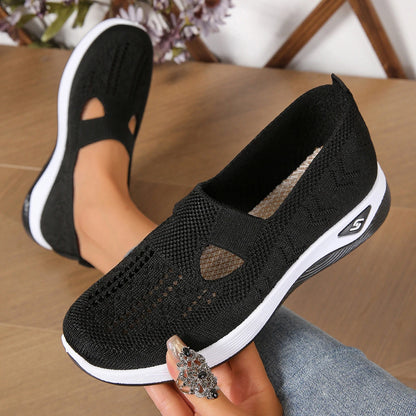 Soft Sole Knitted Sneakers For Women Breathable Comfort Casual Sports Shoes Woman Lightweight Hollow Out Mesh Flats Summer Shoes