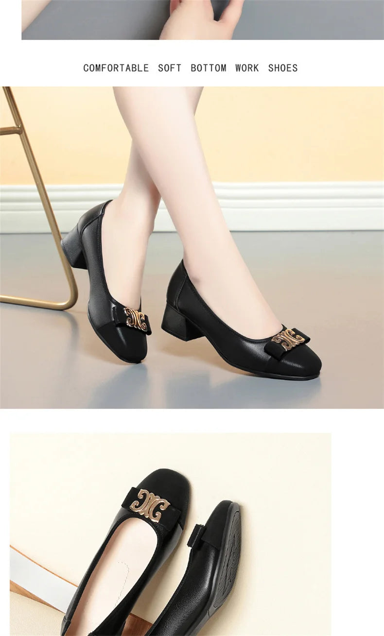 French Style 2024 New Soft Leather Soft Sole Shallow Mouth Sleeves Single Shoes Summer All-match Low Heel Women's Shoes