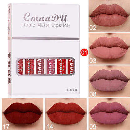 6 PCS Liquid Lip Gloss Set Make-up Non-stick Cup Lip Makeup Waterproof Long lasting Beauty Cosmetics Korean lipsticks