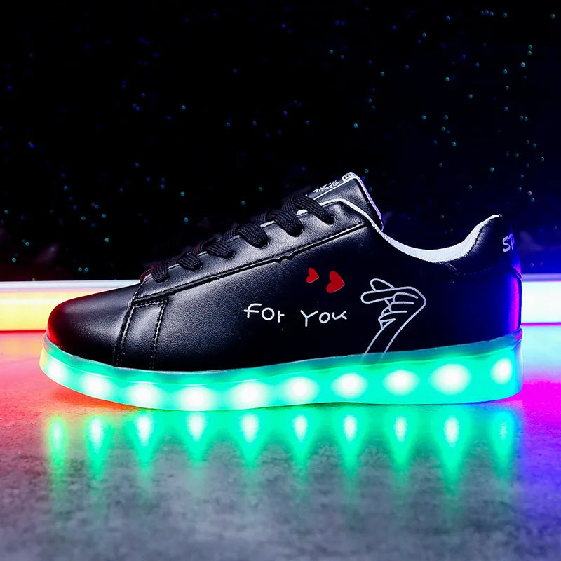 Maogu 2023 Adult Unisex Womens Mens Kid Luminous Sneakers Glowing USB Charge Boys LED Colorful Light-up Shoes Girls Footwear