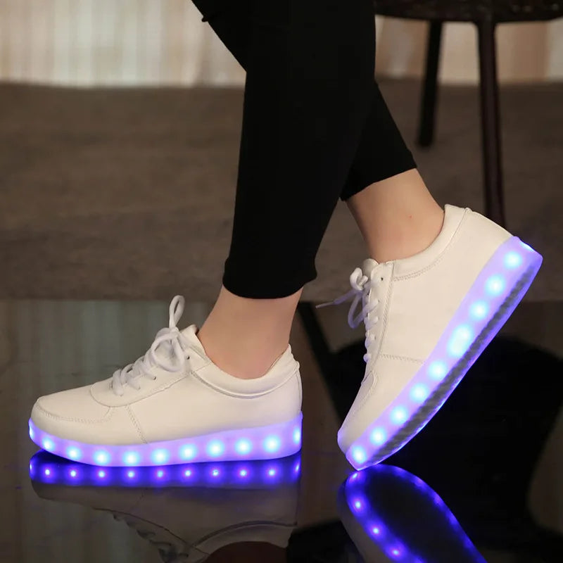 Maogu 2023 Adult Unisex Womens Mens Kid Luminous Sneakers Glowing USB Charge Boys LED Colorful Light-up Shoes Girls Footwear