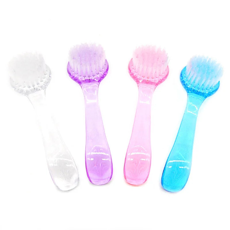 1Pc Acrylic Nail Brush Plastic Soft Remove Dust Make Up Washing Brushes Nail Art Manicure Round Head Powder Clean Tool With Cap