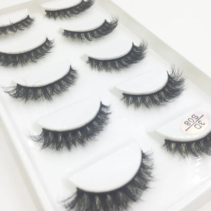 Natural 3D Mink False Eyelashes, Soft Wispy, Fluffy Eye Faux Lashes, Make Up Eyelash, Beauty Cat Cilios, 5 Pairs, 15 Styles