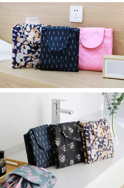 Women Drawstring Cosmetic Bag Travel Storage Makeup Bag Organizer Foldable Make Up Pouch Portable Waterproof Toiletry Case