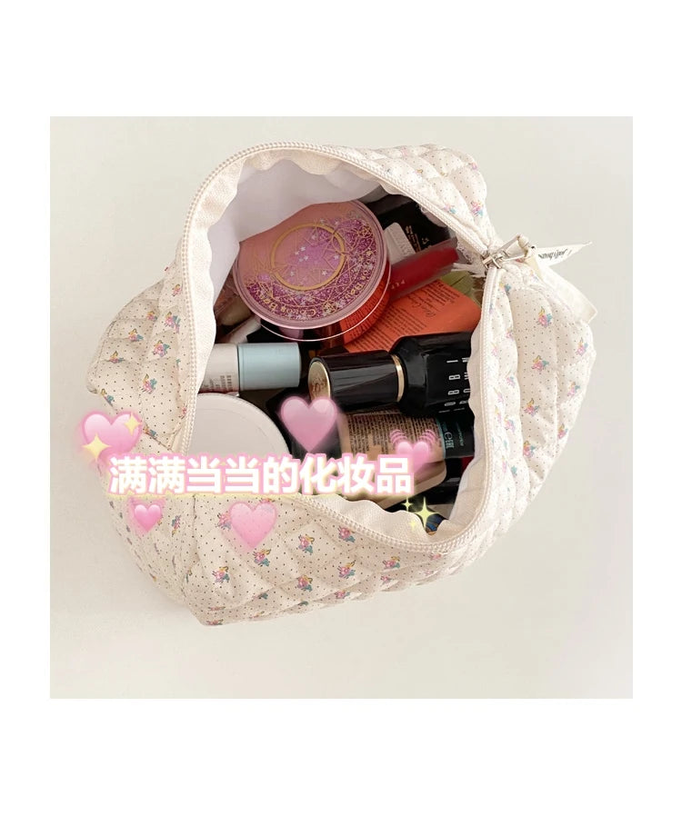 Liberty Quilting Makeup Bag Soft Cotton Clutches Women Zipper Cosmetic Organizer Cute Clutch Large Make Up Purse Toiletry Case