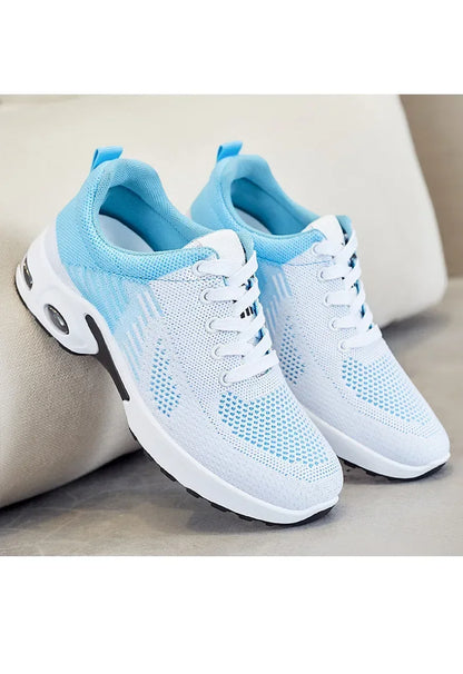 Breathable Lace-up Running Shoes for Women, Air Cushion Athletic Sneakers with Lightweight Mesh, Outdoor Sports Training Shoes