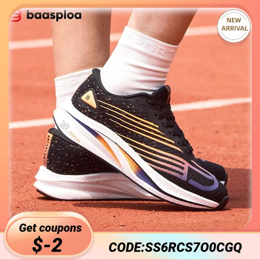 Baasploa Women Professional Running Shoes Outdoor Carbon Plate Non Slip Sports Shoes Female Casual Breathable Jogging Sneakers