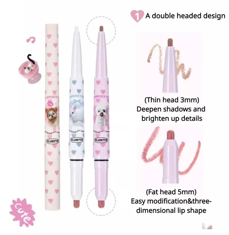 FLORTTE Lip liner Pencil Natural Matte Lip Liner Cute Animals Lipstick Pen Lasting Lipliners Korean Cosmetic  Kawaii Make Up