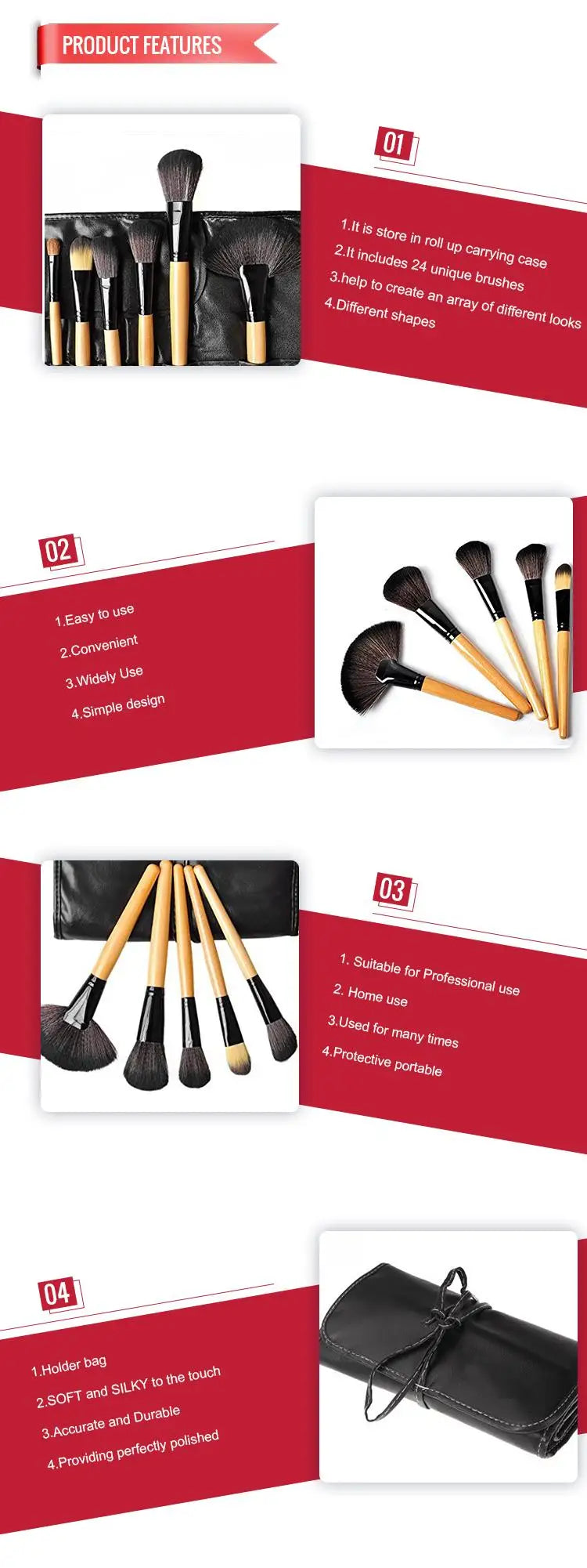 24 Pcs/Set Professional Makeup Brush Sets Cosmetic Brushes Eyebrow Powder Foundation Shadows Brush Make Up Tools With Gift Bag