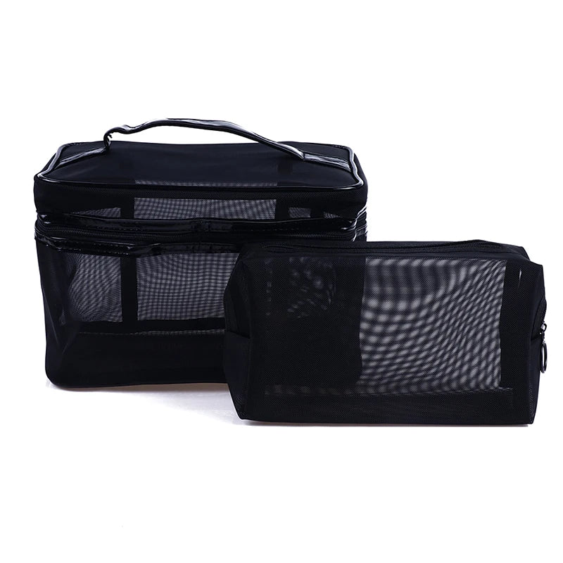 1 Pc Portable Mesh Transparent Cosmetic Bag Women Travel Zipper Make Up Organizer Wash Toiletry Beauty Storage Bag Pouch