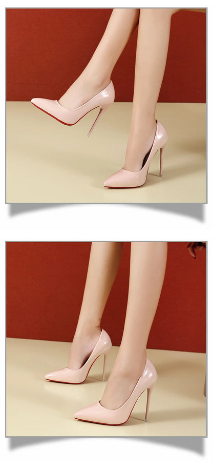 Women Shoes Red High Heels Sexy Pointed Toe 12cm Pumps Wedding Dress Shoes Nude Black Color Red Rubber Bottom High Heels