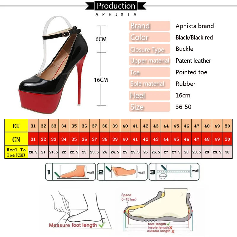 Aphixta 2024 Hot Sale Party Disco Dance Pumps Women 5.5cm Platform Girding Buckle 16cm Super High Thin Heels Fashion Pumps