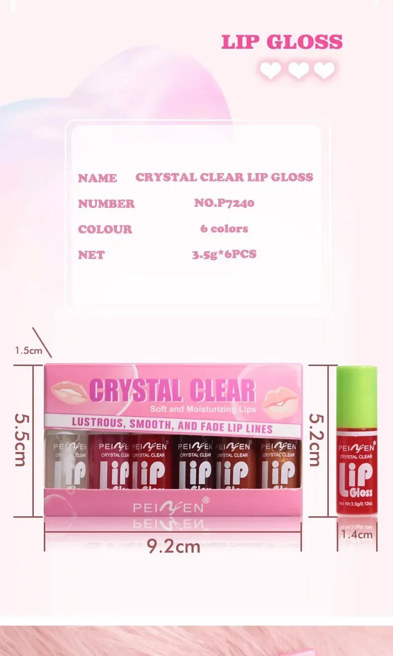 6PCS Moisturizing Lip Gloss Transparent Lip Oil sexy Hydrating Lip lip Cosmetics for Make Up Liquid Lipstick Lips Cosmetics Gift