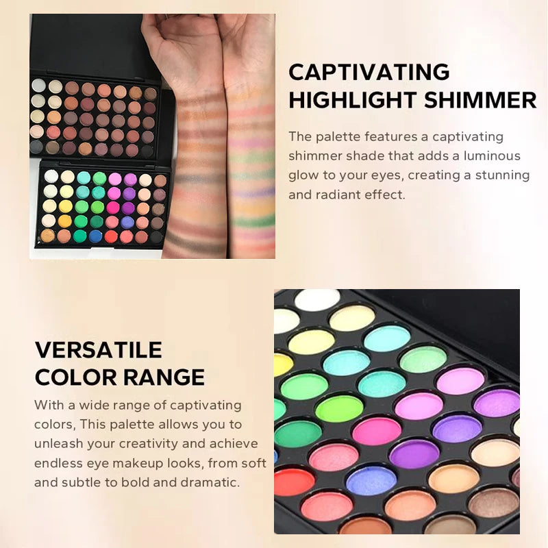 40/74/78 Colors Glitter Eyeshadow Palette Matte Waterproof Long Lasting Pressed Powder Cosmetics Kit Fashion Women MakeUp Tools