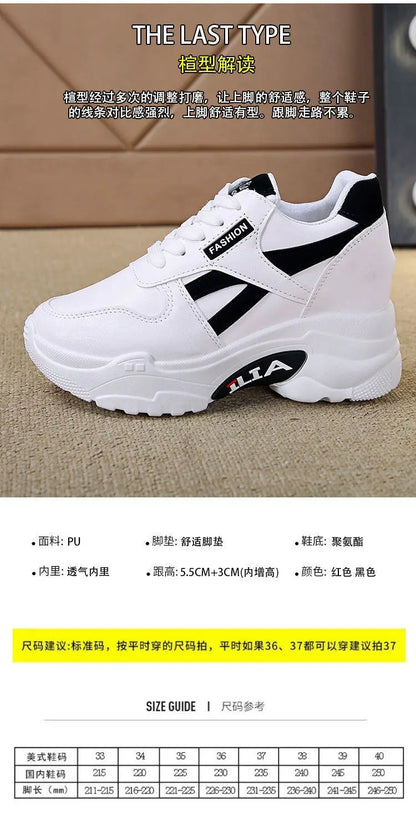 Sneakers Women Platform Inner Increase Shoes Woman Shoes Casual Ladies Footwear Chunky Sneakers Women Shoes Tennis Sport Shoes