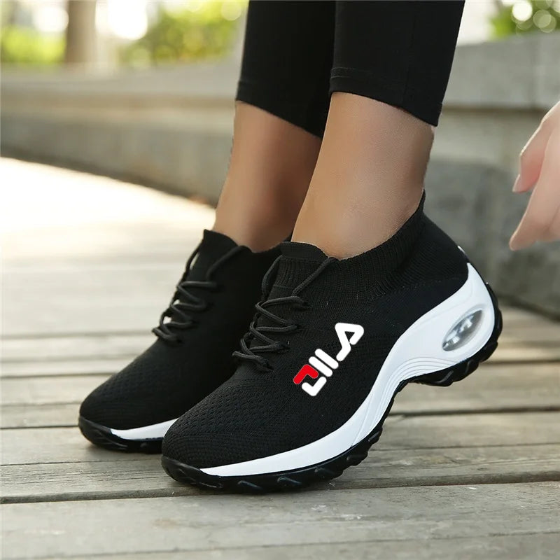 Women Tennis Shoes Breathable Mesh Height-increasing Slip-on Female Sock Footwear Outdoor Women Sneakers Thick Bottom Platforms