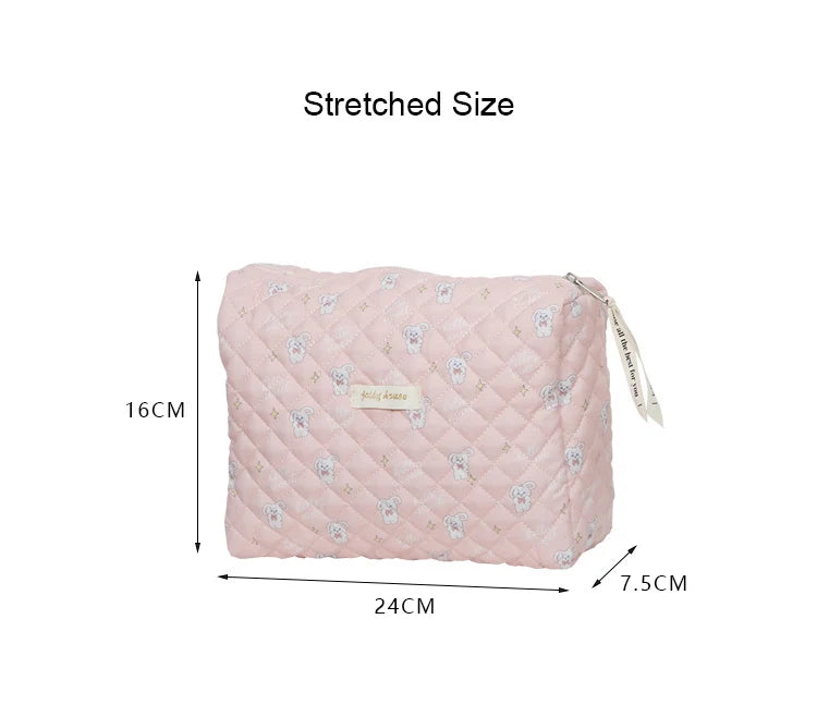 Liberty Quilting Makeup Bag Soft Cotton Clutches Women Zipper Cosmetic Organizer Cute Clutch Large Make Up Purse Toiletry Case