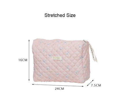 Liberty Quilting Makeup Bag Soft Cotton Clutches Women Zipper Cosmetic Organizer Cute Clutch Large Make Up Purse Toiletry Case