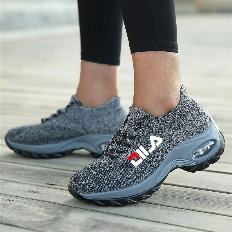 Women Tennis Shoes Breathable Mesh Height-increasing Slip-on Female Sock Footwear Outdoor Women Sneakers Thick Bottom Platforms