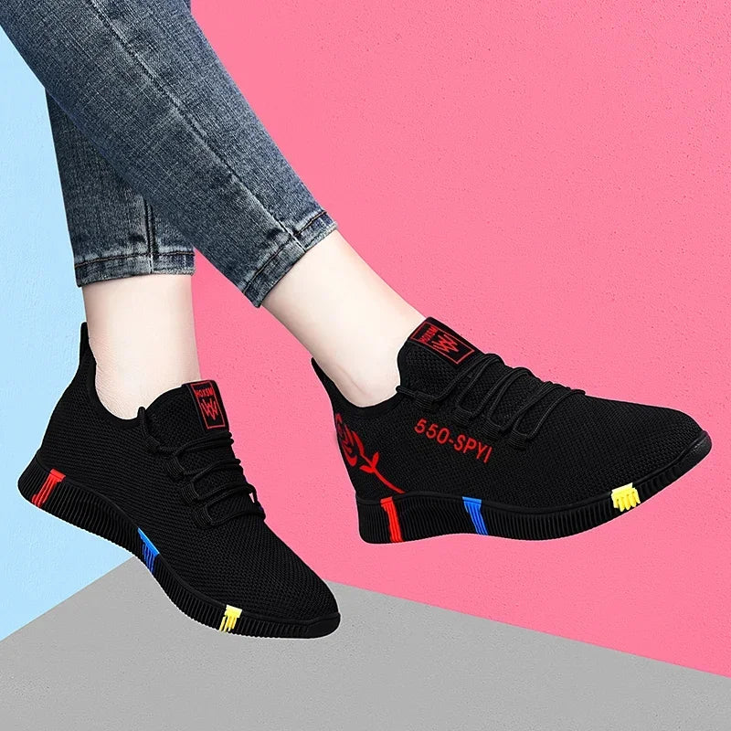 Tenis Feminino 2024 Women Vulcanized Shoes Air Mesh Light Soft Sneakers Female Flats Platform Lace Up Casual Shoes Basket Femme