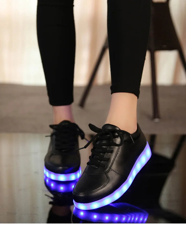 Maogu 2023 Adult Unisex Womens Mens Kid Luminous Sneakers Glowing USB Charge Boys LED Colorful Light-up Shoes Girls Footwear