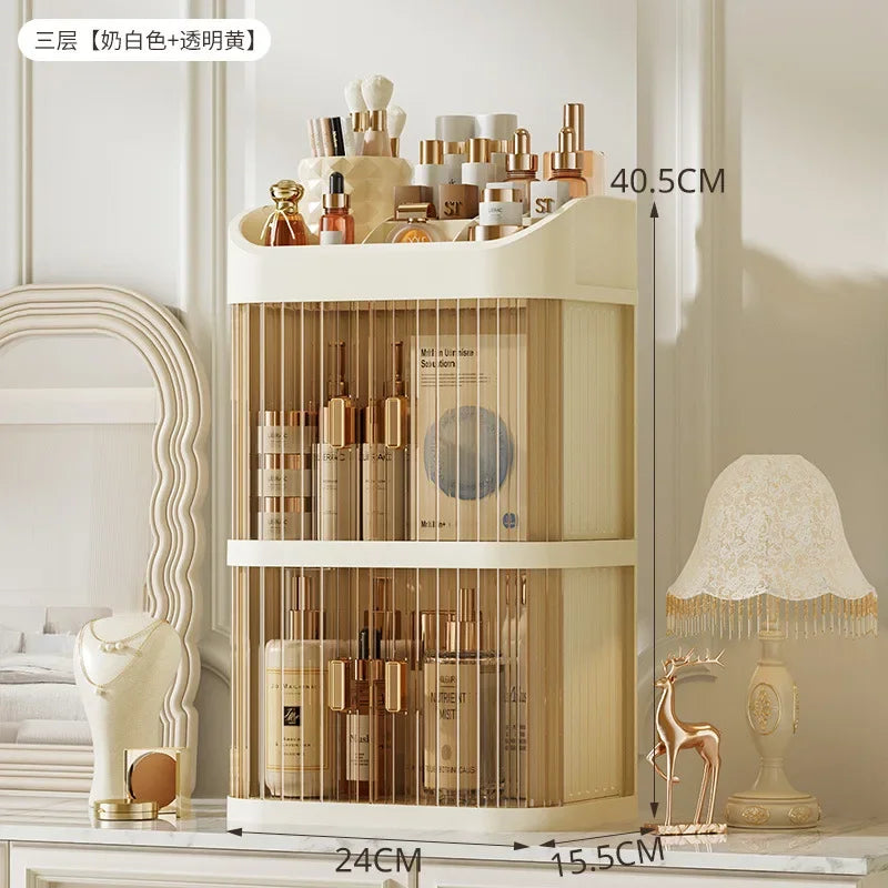 Dust-proof Makeup Organizer Luxury Lipstick Storage Double Door Make Up Multi-storey Transparent Cosmetic Bathroom Organization