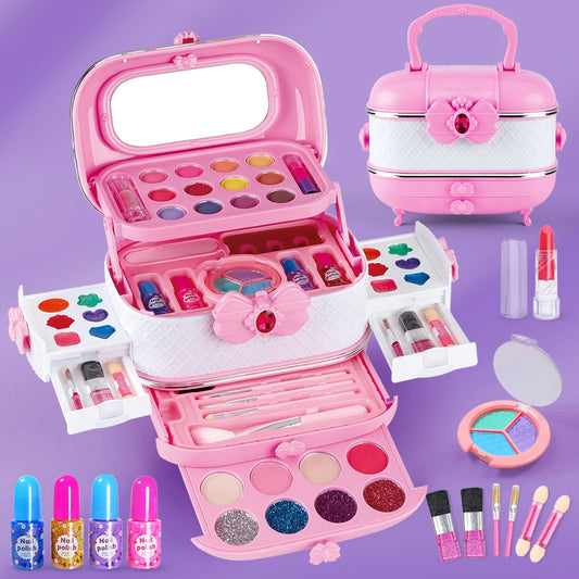 Kids Washable Makeup Girl Toys - Kids Makeup Kit for Girl, Real Make Up Set, Little Girls Makeup Kit for Toddler Kid Children Pr