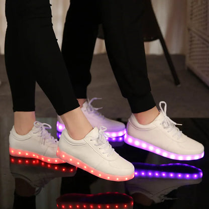 Maogu 2023 Adult Unisex Womens Mens Kid Luminous Sneakers Glowing USB Charge Boys LED Colorful Light-up Shoes Girls Footwear