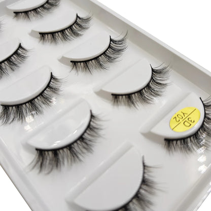 Natural 3D Mink False Eyelashes, Soft Wispy, Fluffy Eye Faux Lashes, Make Up Eyelash, Beauty Cat Cilios, 5 Pairs, 15 Styles