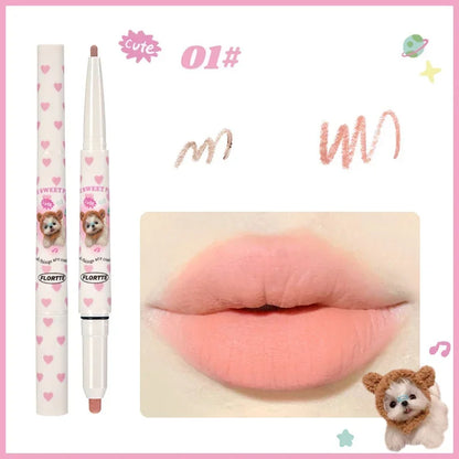 FLORTTE Lip liner Pencil Natural Matte Lip Liner Cute Animals Lipstick Pen Lasting Lipliners Korean Cosmetic  Kawaii Make Up