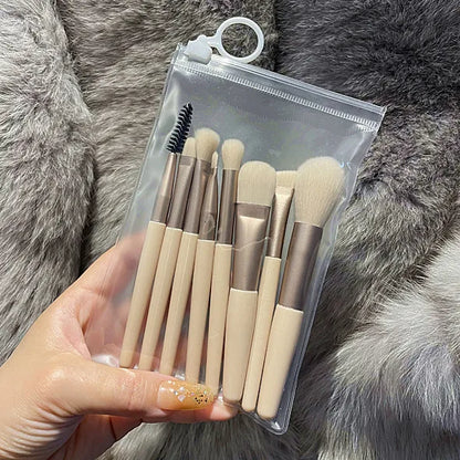 8Pcs Blusher Eyeshadow Brush Mini Makeup Brush Set Loose Powder Foundation Brushes Portable Cosmetics Applicators Make Up Tools