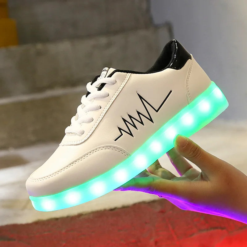 Maogu 2023 Adult Unisex Womens Mens Kid Luminous Sneakers Glowing USB Charge Boys LED Colorful Light-up Shoes Girls Footwear