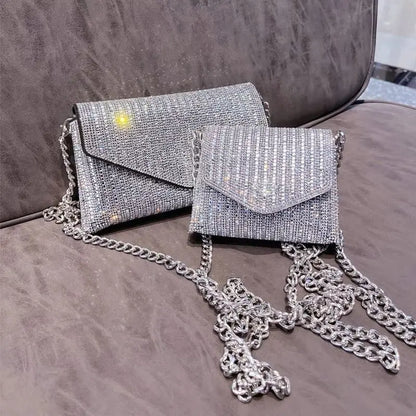 Japan and South Korea New Good-looking Flash Diamond Lipstick Bag Versatile Teenage Fashion Shoulder Crossbody Women's Bag