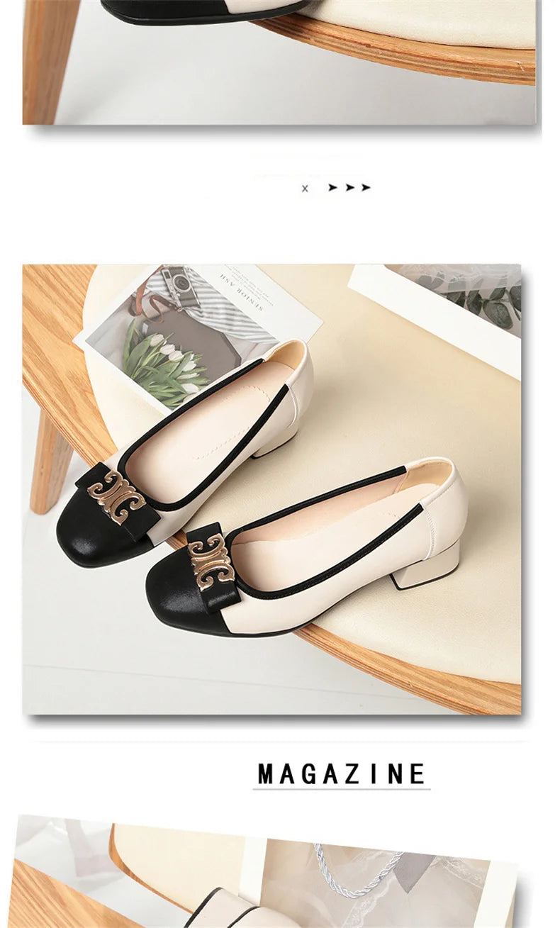 French Style 2024 New Soft Leather Soft Sole Shallow Mouth Sleeves Single Shoes Summer All-match Low Heel Women's Shoes