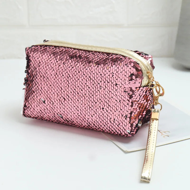 Fahsion Sequins Woman Makeup Pouches Korean Personalized Make Up Cosmetic Tote Bag Women's Bags Organizer Toiletry Travel Bag