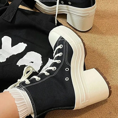 2024 Canvas Sneakers Women Platform Shoes Woman Shoes Fashion Casual Ladies Chunky Sneakers Woman Designer Shoes Zapatos Mujer