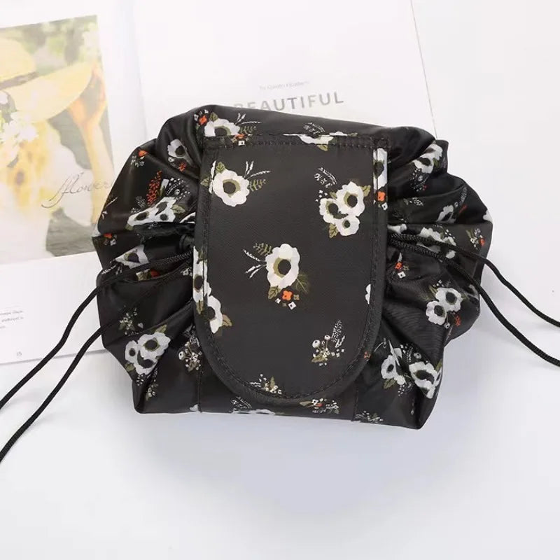 Women Drawstring Cosmetic Bag Travel Storage Makeup Bag Organizer Foldable Make Up Pouch Portable Waterproof Toiletry Case