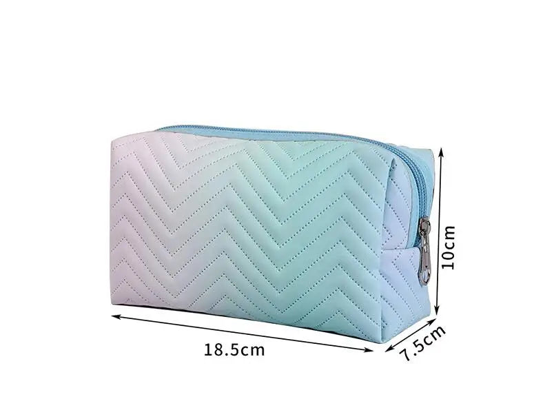 1 Pcs Gradient Color Makeup Bag for Women Zipper Pu Leather Cosmetic Bag Pouch Travel Large Female Make Up Pouch Necessaries