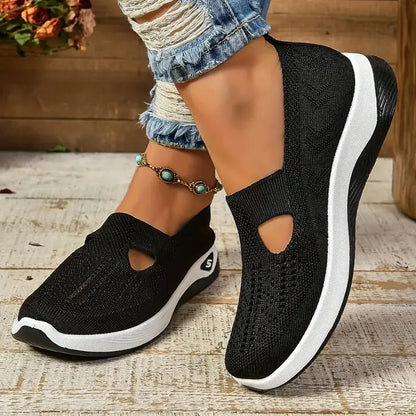 Soft Sole Knitted Sneakers For Women Breathable Comfort Casual Sports Shoes Woman Lightweight Hollow Out Mesh Flats Summer Shoes