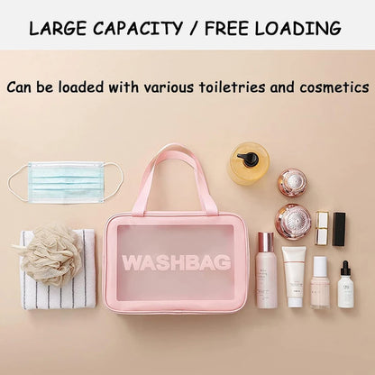 Waterproof PVC Cosmetic Bag Large Capacity Toiletry Organizer Women Beauty Case Transparent Zipper Make Up Case Female Wash Kit