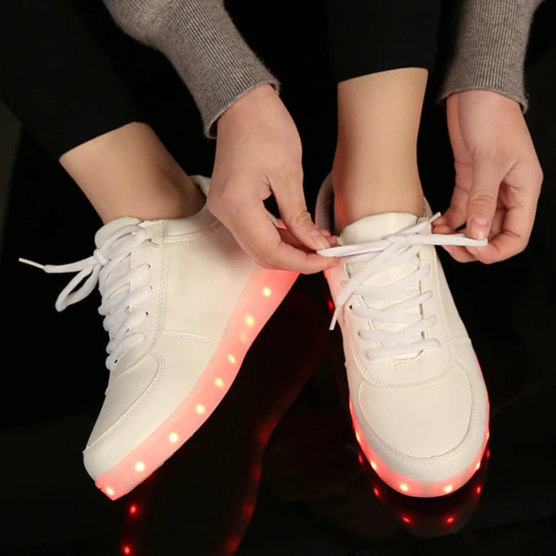 Maogu 2023 Adult Unisex Womens Mens Kid Luminous Sneakers Glowing USB Charge Boys LED Colorful Light-up Shoes Girls Footwear