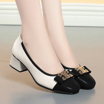 French Style 2024 New Soft Leather Soft Sole Shallow Mouth Sleeves Single Shoes Summer All-match Low Heel Women's Shoes