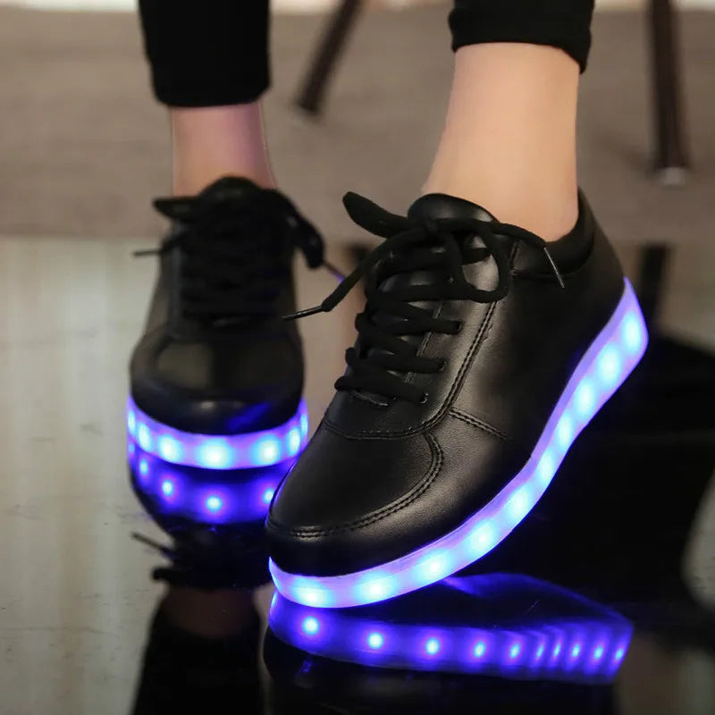 Maogu 2023 Adult Unisex Womens Mens Kid Luminous Sneakers Glowing USB Charge Boys LED Colorful Light-up Shoes Girls Footwear