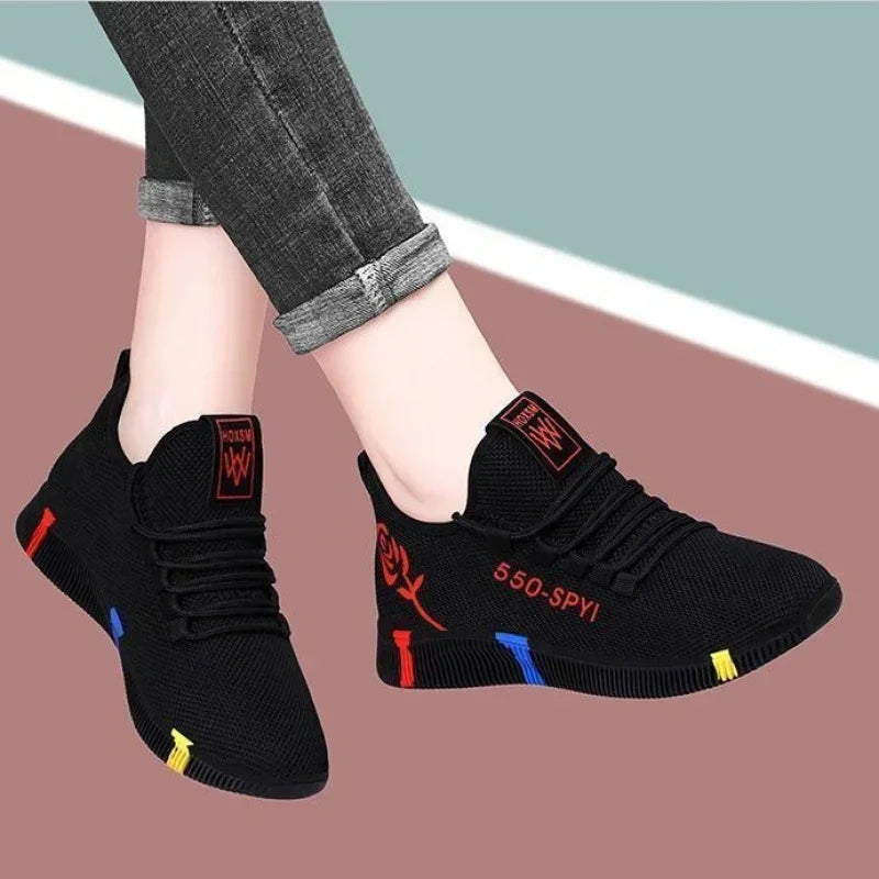 Tenis Feminino 2024 Women Vulcanized Shoes Air Mesh Light Soft Sneakers Female Flats Platform Lace Up Casual Shoes Basket Femme