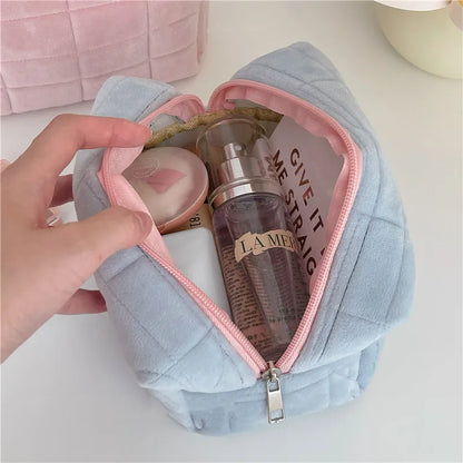 Solid Fur Cosmetic Storage Bag Large Women Zipper Makeup Organizer Handbag Stationery Pencil Case Travel Make Up Toiletry Punch