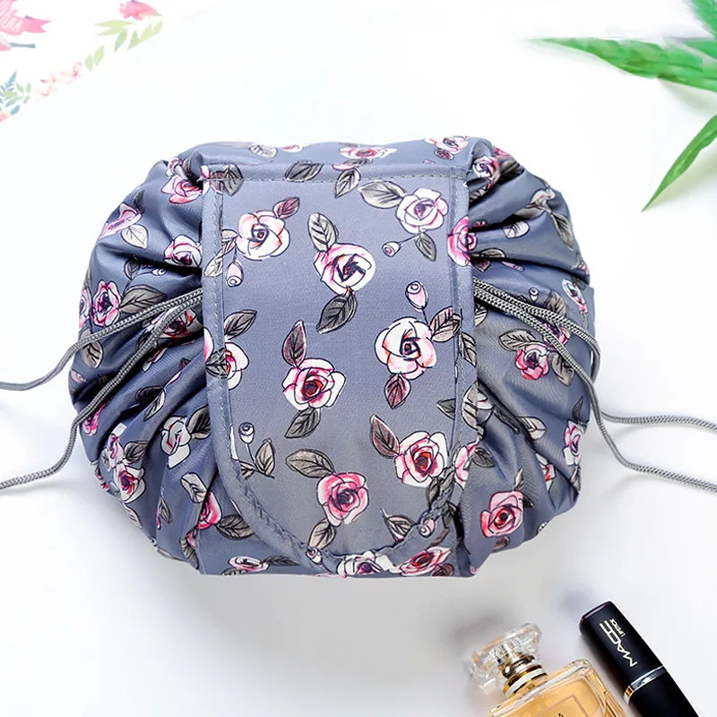 Women Drawstring Cosmetic Bag Travel Storage Makeup Bag Organizer Foldable Make Up Pouch Portable Waterproof Toiletry Case