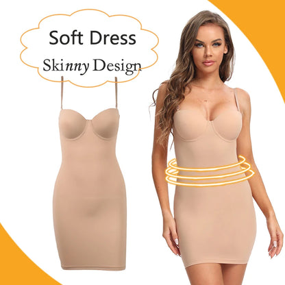 Women Stretch Straight Dress With Underwire Cup Simple Sexy Dresses Spaghetti Strap Tube Bodycon One-piece Pencil Underdress