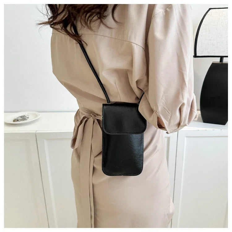 Fashion Versatile Metallic Glossy Shoulder Crossbody for Women Silver Gold PU Mini Bag Portable Lipstick Bag Mobile Phone Bag