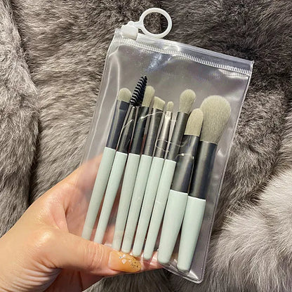 8Pcs Blusher Eyeshadow Brush Mini Makeup Brush Set Loose Powder Foundation Brushes Portable Cosmetics Applicators Make Up Tools