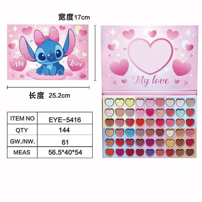 Stitch Eye Shadow Tray Lilo & Stitch Cartoon Bead Matte Highlight Blusher Fine Flash Integration Eye Shadow Girl'S Make Up Gift